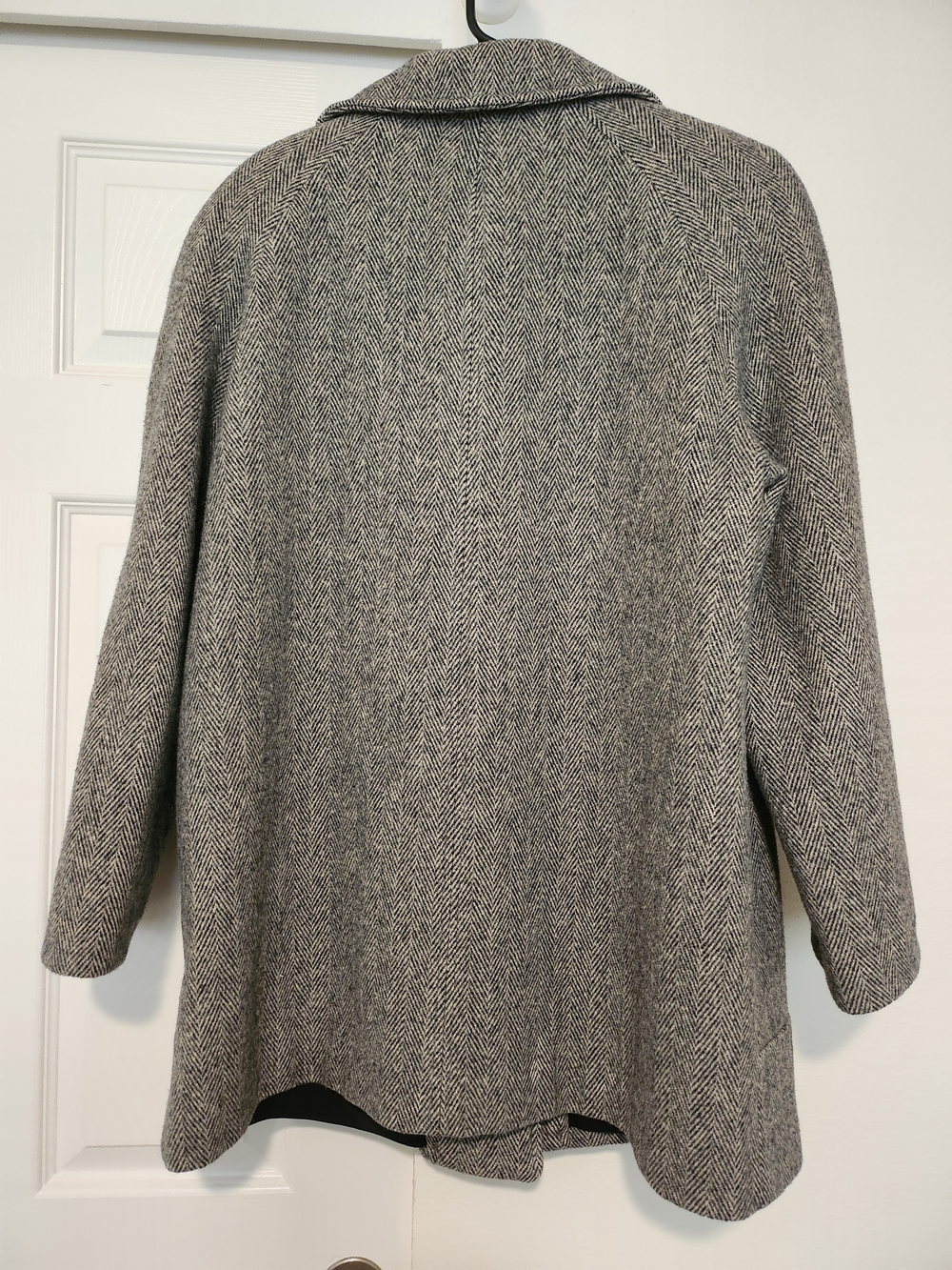 Vintage Sy's Place Div of Herman Kay Gray Herringbone Wool Car Coat - Picture 2 of 6